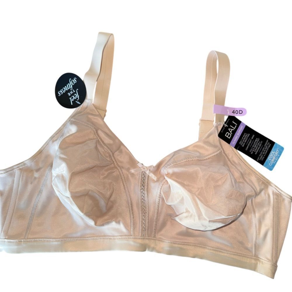 NWTs Bali Classic Support Bra Beige size 40D Cool Comfort Back Smoothing - Picture 8 of 8